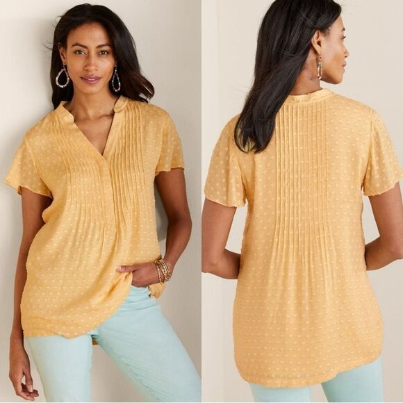 Soft Surroundings Offshore Top Golden Haze Butter Yellow Short Sleeve Tunic 3X - Picture 1 of 8